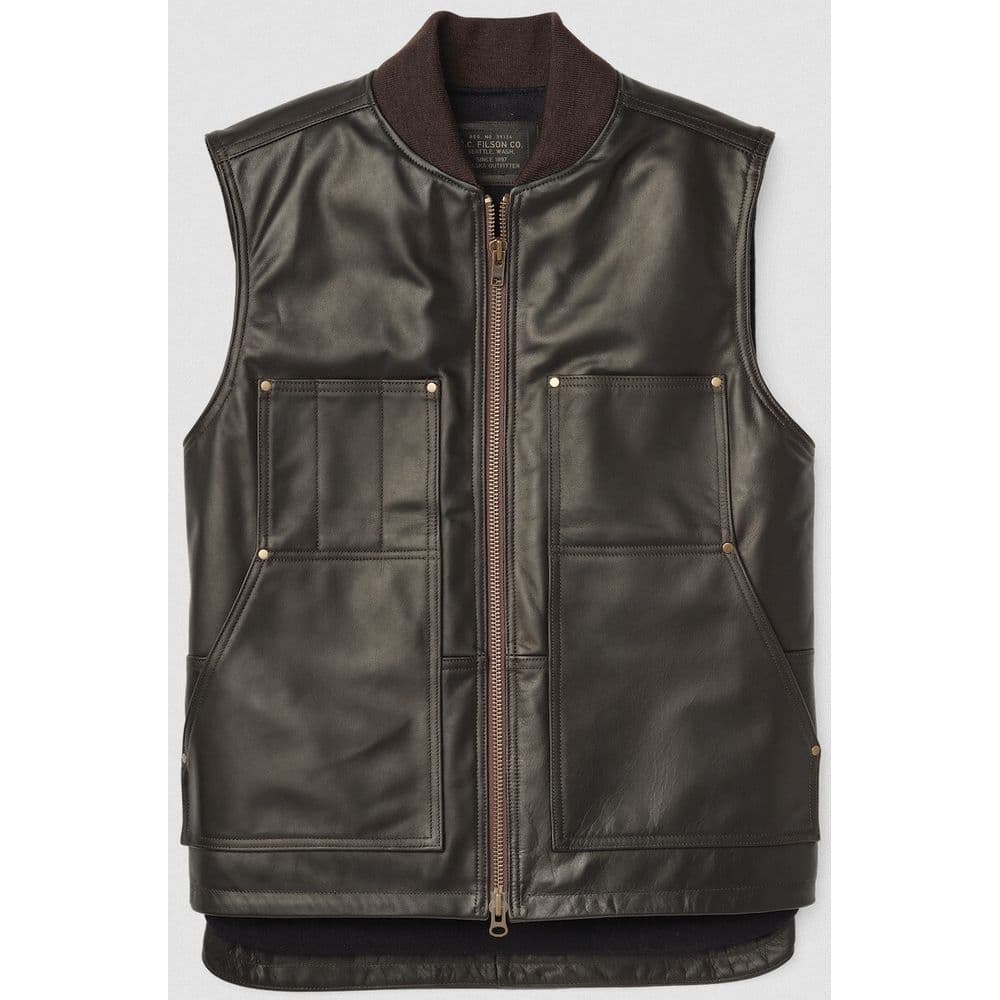 Wool lined leather work vest