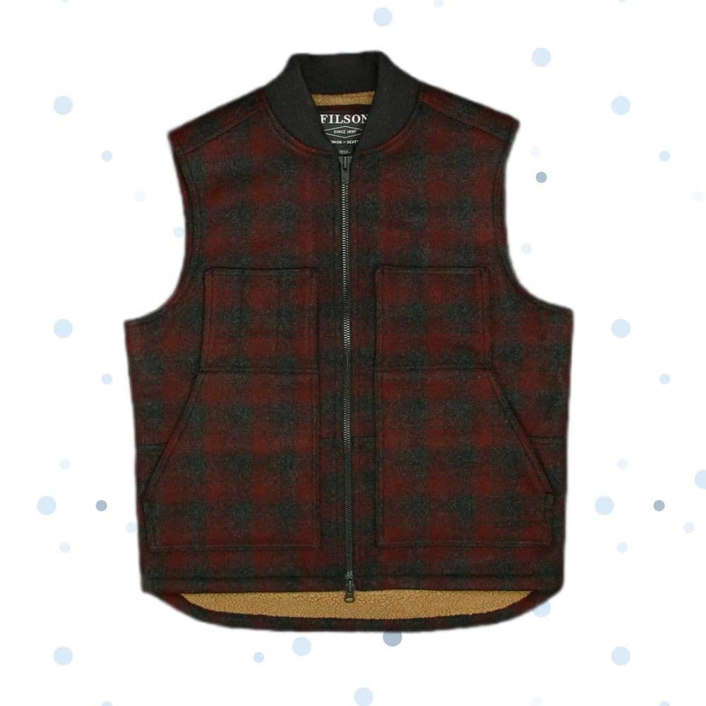 Lined mackinaw wool work vest charcoal